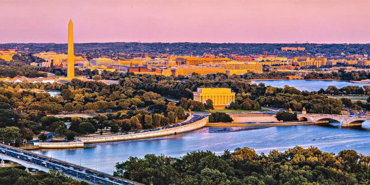 Washington DC skyline at dusk